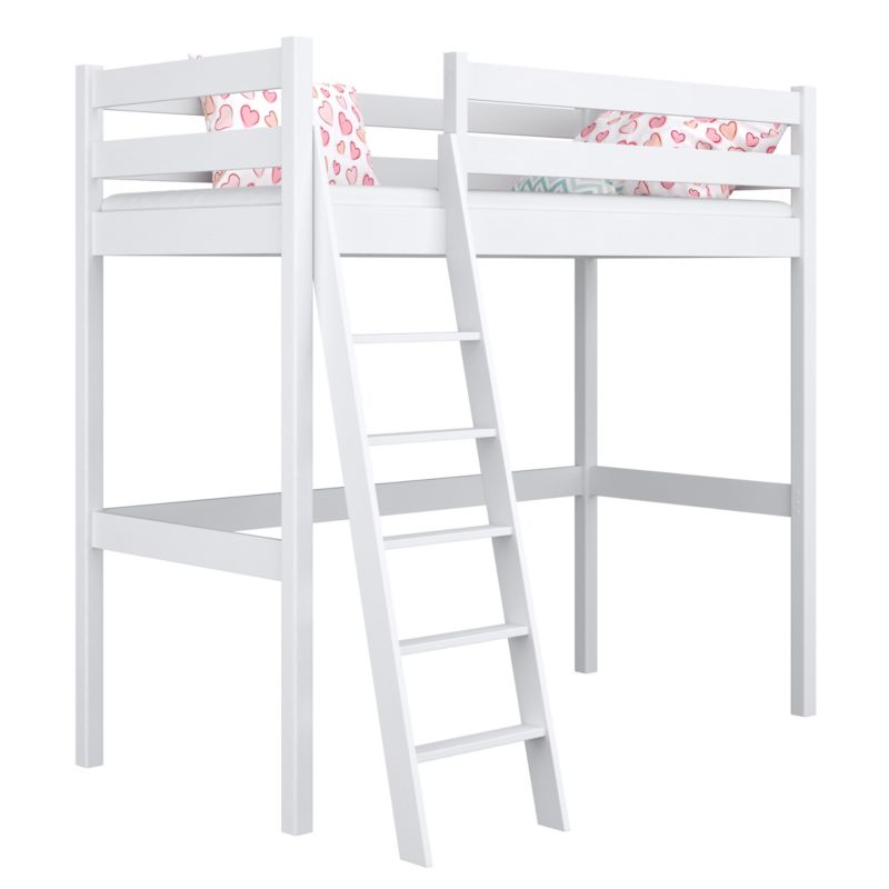 Drewniane łóżko N-WOOD na antresoli N03 biały 80x190 1szt.