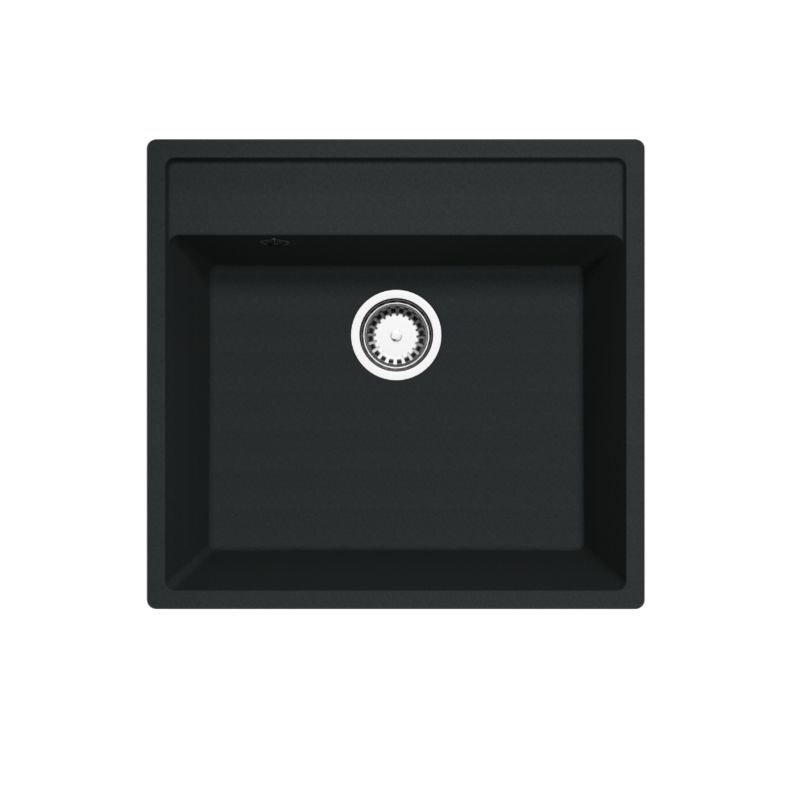 Zlewozmywak granitowy GranMaster 540x520x204 mm, jednokomorowy bez ociekacza, czarny metalik 1 szt.