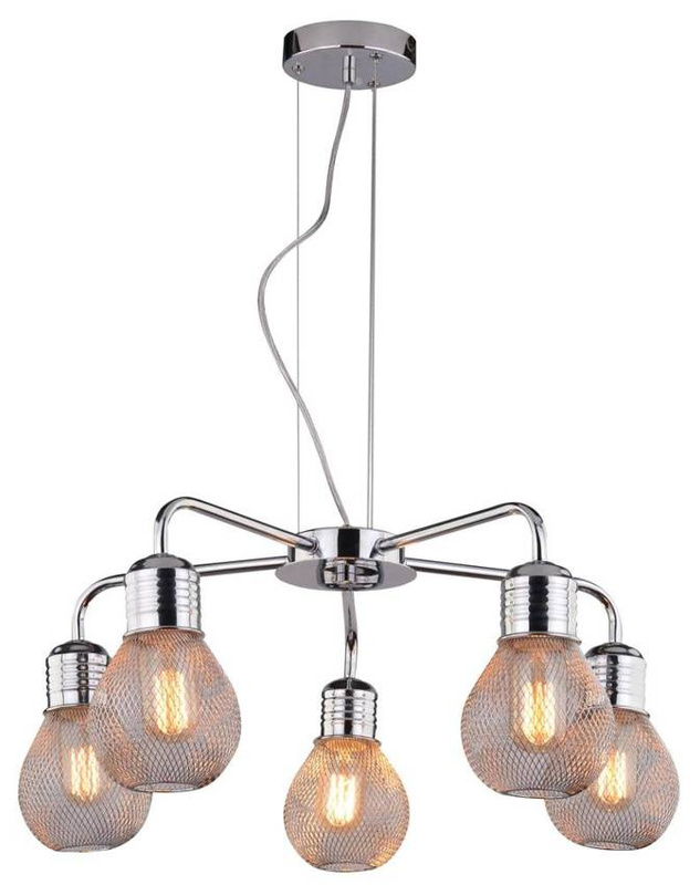 Srebrna lampa wisząca druciany klosz 46 cm do salonu TOP metal