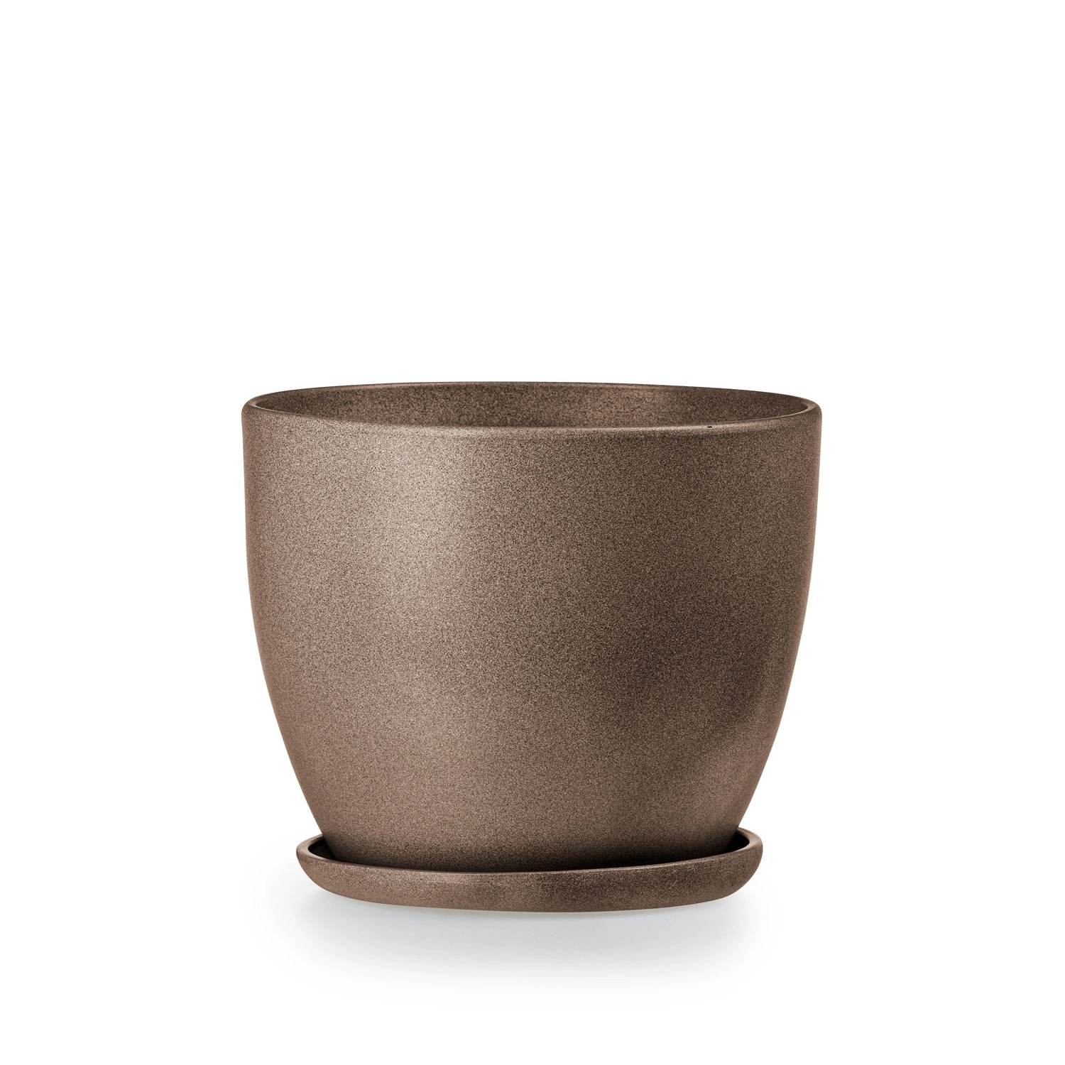 Doniczka z podstawką brąz - 13 cm