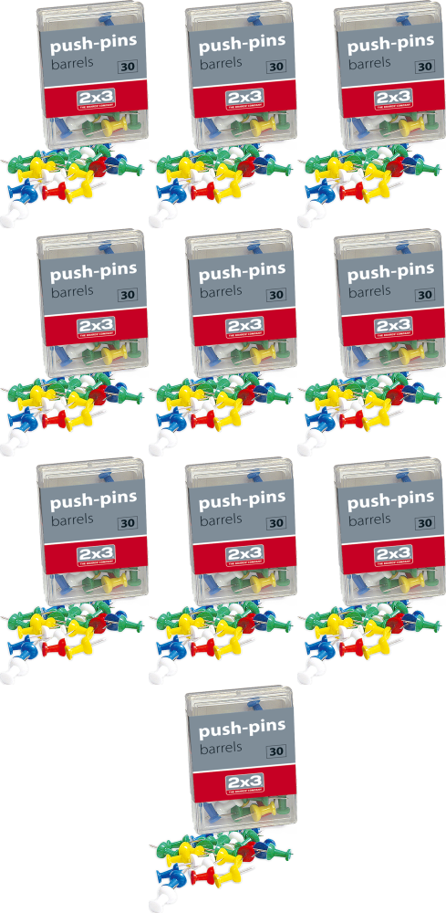 10x Pinezki beczułki 2x3, 30 sztuk, mix kolorów