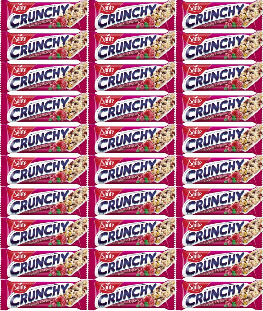 100x Baton Crunchy Sante, żurawina i malina w polewie waniliowej, 40g