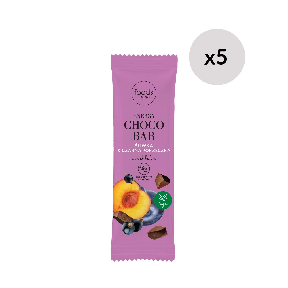 Energy Choco Bar śliwka & czarna porzeczka w czekoladzie, 35 g x5