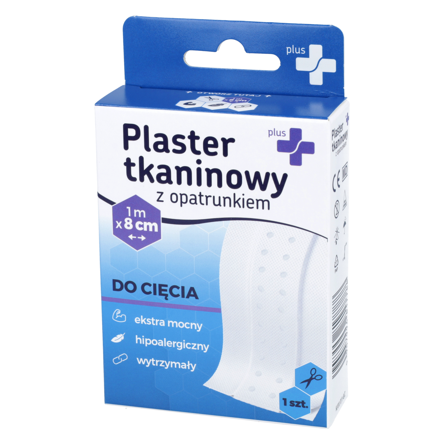 Zdrowe korzyści - plus+, plaster tkaninowy, 1 m x 8 cm, 1 sztuka