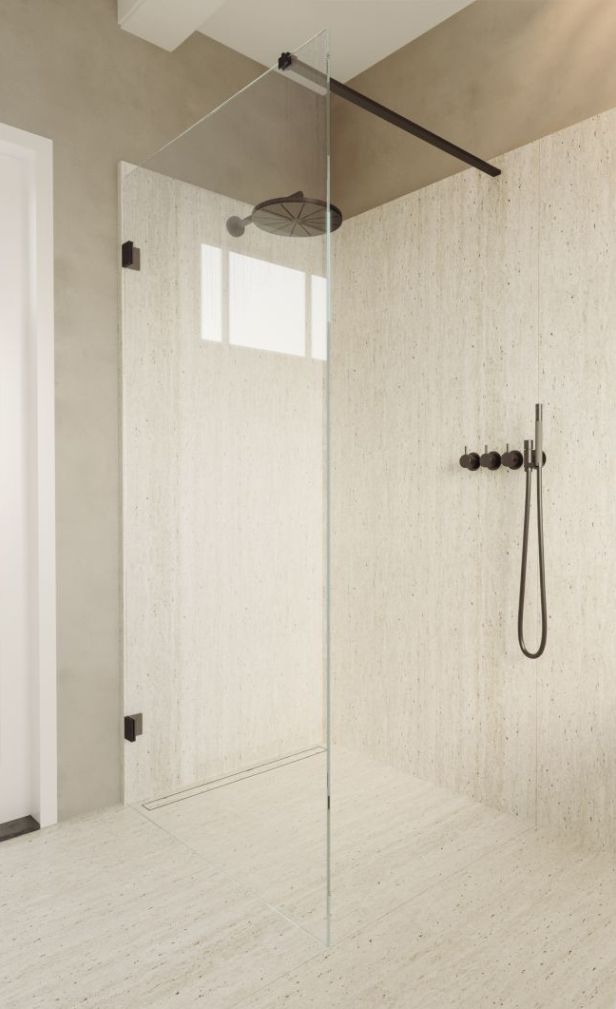Riho Scandic NXT X400 Walk-in ścianka prysznicowa 160 cm wolnostojąca czarny mat/szkło przezroczyste G001115121