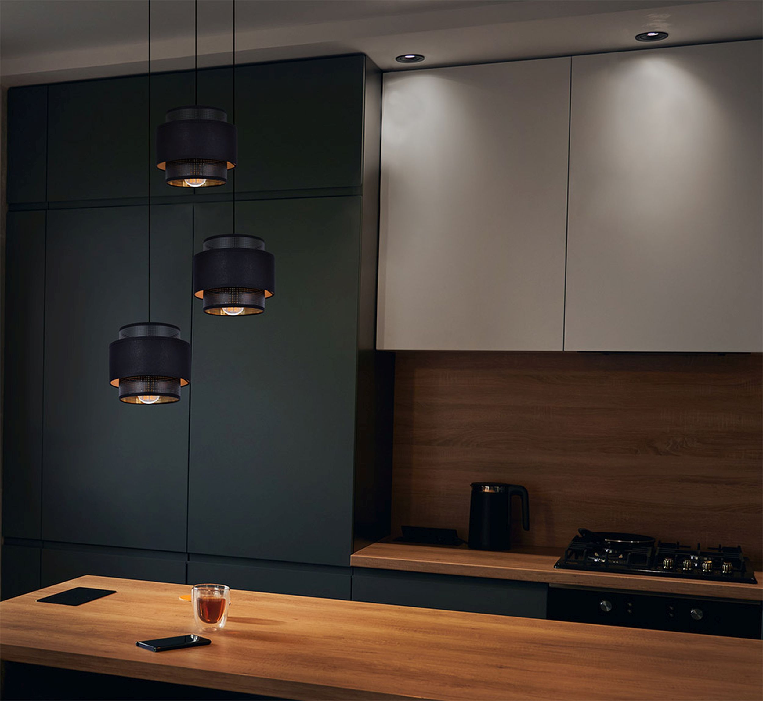 Kaja Amos lampa wisząca 3x40W czarny/złoty K-5282