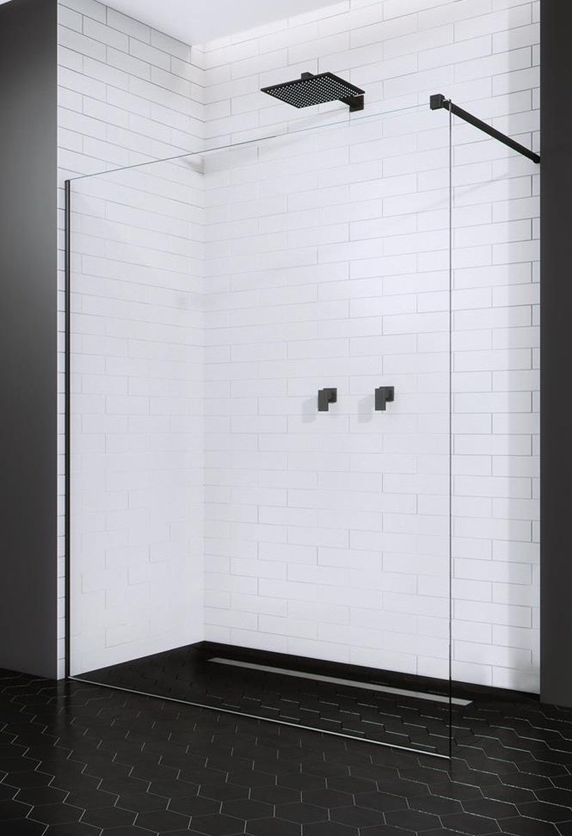 Radaway Modo X Black II Walk-In ścianka 155 cm czarny mat/szkło przezroczyste 389355-54-01