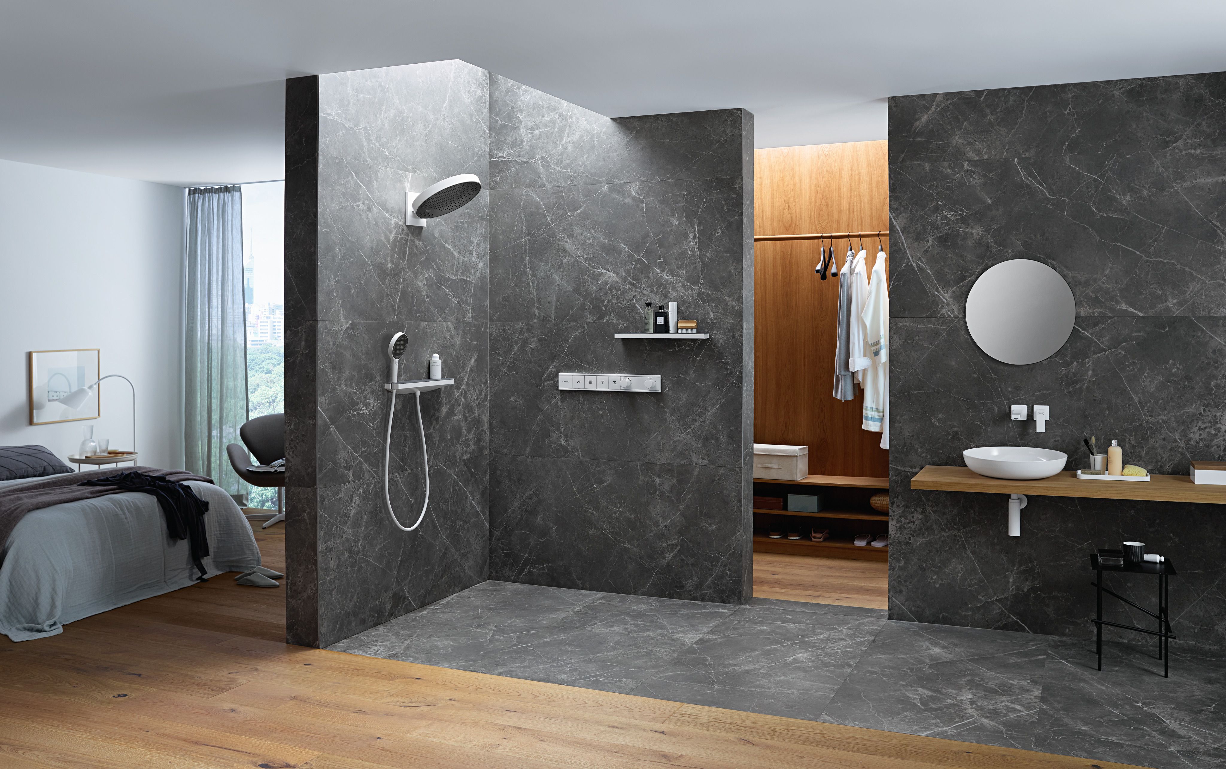 Hansgrohe Rainfinity półka łazienkowa 50 cm grafitowa 26844700