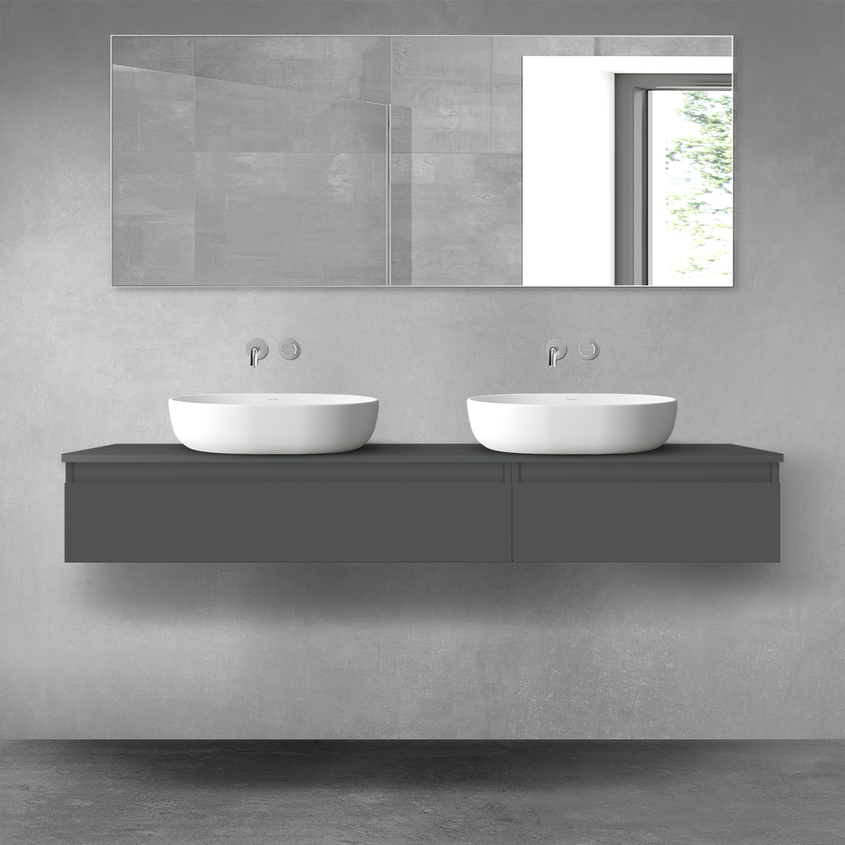Oltens Vernal zestaw mebli łazienkowych 160 cm z blatem grafit mat 68355400 - Wysyłka w 24h