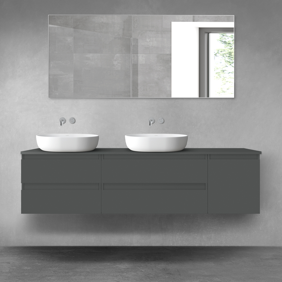 Oltens Vernal zestaw mebli łazienkowych 180 cm z blatem grafit mat 68513400 - Wysyłka w 24h