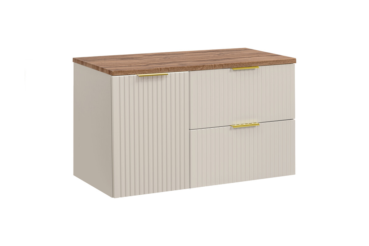 Zestaw Comad Adel Cashmere/Oak szafki 60 cm i 40 cm wiszące kaszmir z blatem dąb Wotan SET-ADC B WOTAN 100CM LB