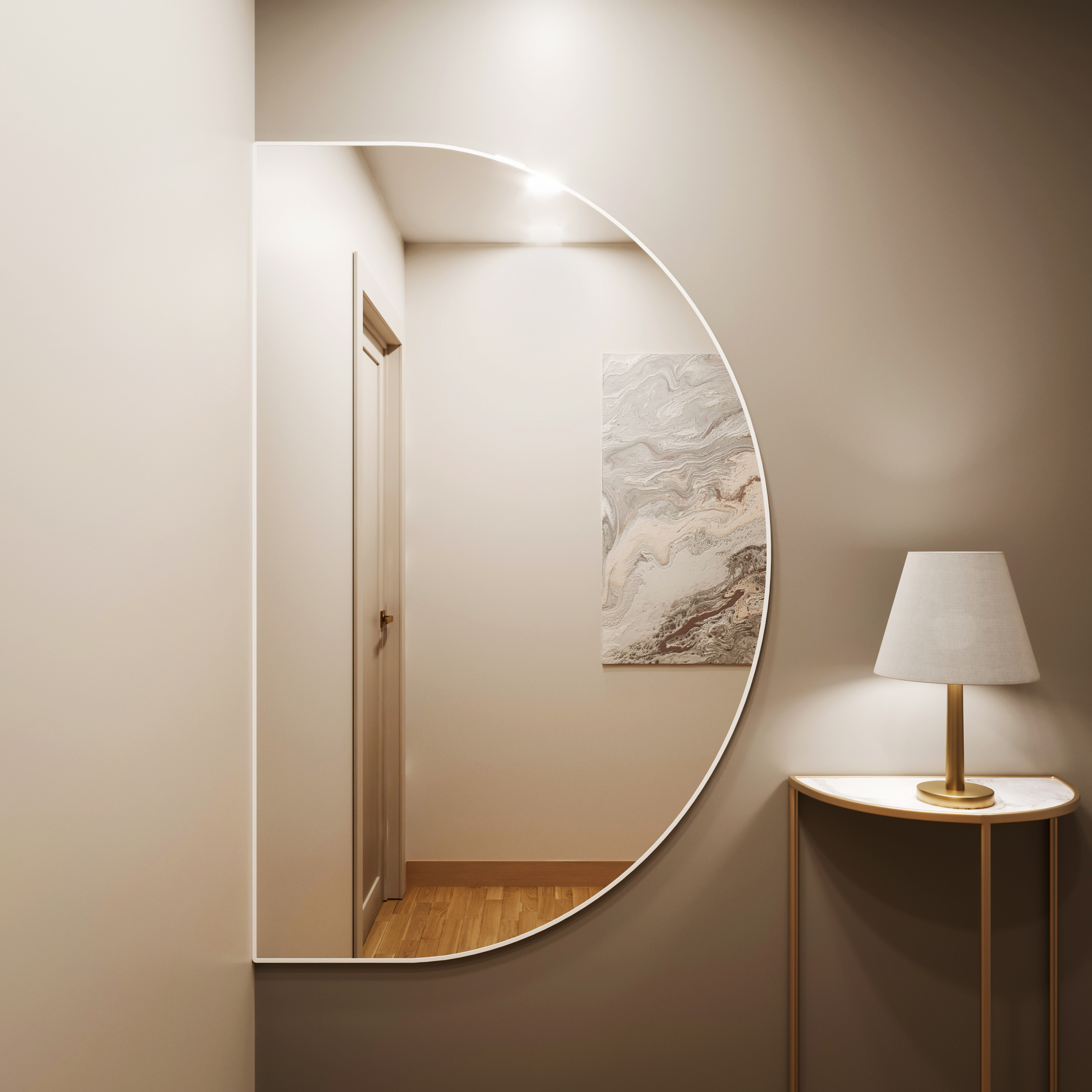 Baltica Design Tiny Border Semi Round lustro 130x85 cm białe