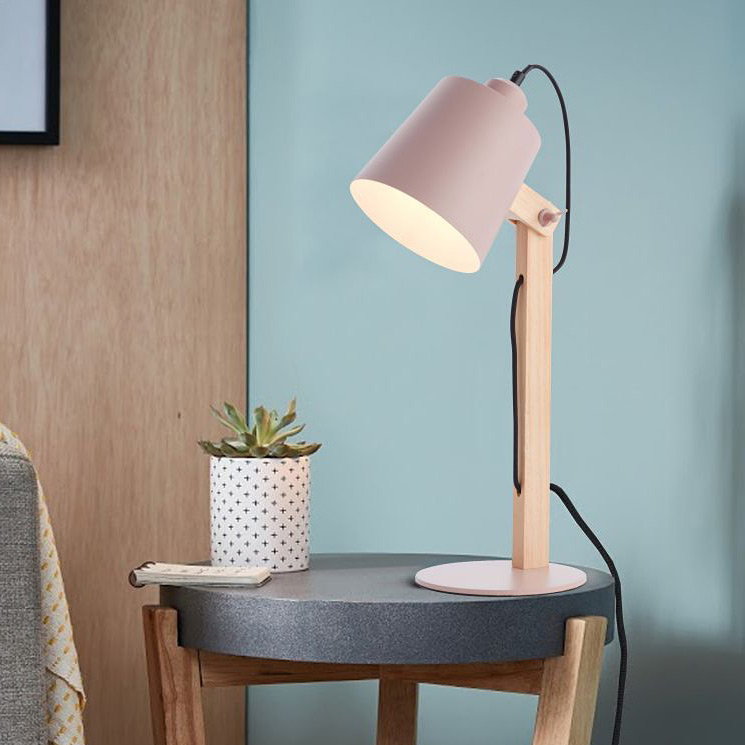 Brilliant Swivel lampa stołowa 1x30W różowa/drewno 92716/17