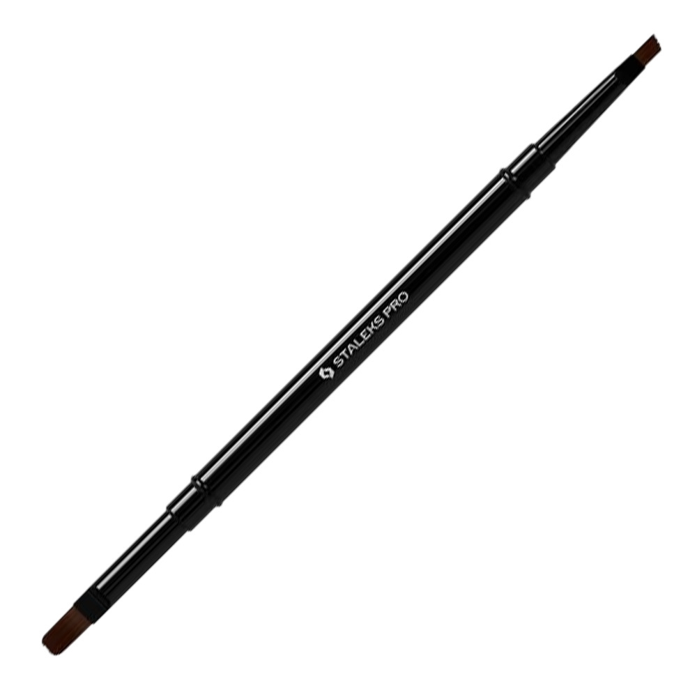 Pędzelek dwustronny do żelu 7mm skośny i 11mm owalny Staleks PRO Expert czarny