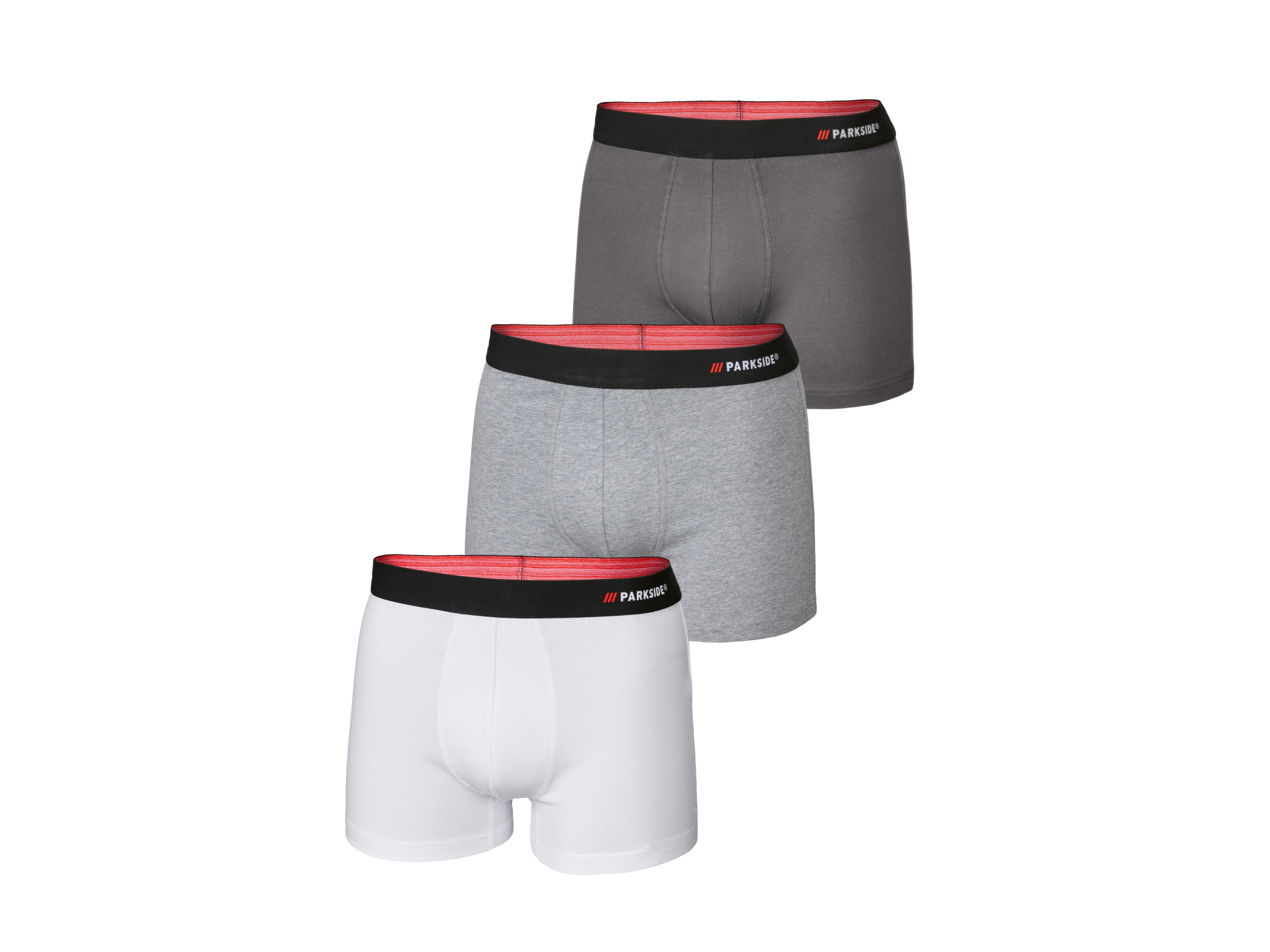 Parkside Bokserki męskie z bawełną, 3 pary Szary/biały, 8/Xxl