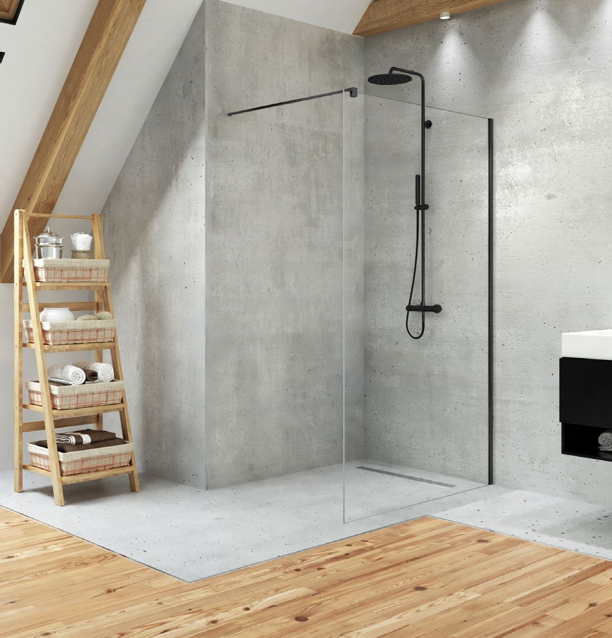 Darmowa Dostawa - Ścianka prysznicowa 100 cm czarny mat/szkło przezroczyste New Trendy Velio Black D0143B