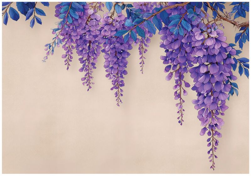 Fototapeta WALLARENA Do Sypialni Salonu Na Flizelinie Kwiaty Wisteria Wiszące Fioletowy 400x280 cm 16121VX8 1 szt.