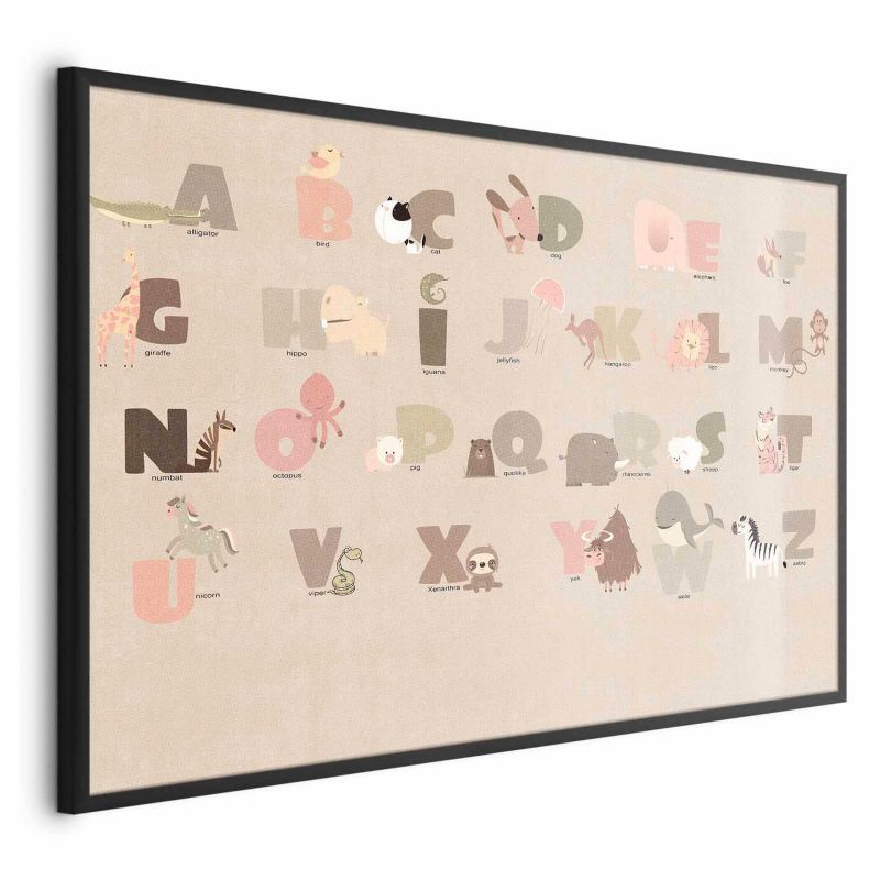 Plakat Artgeist Beżowe abecadło 90x60 cm z ramą czarną 1 szt