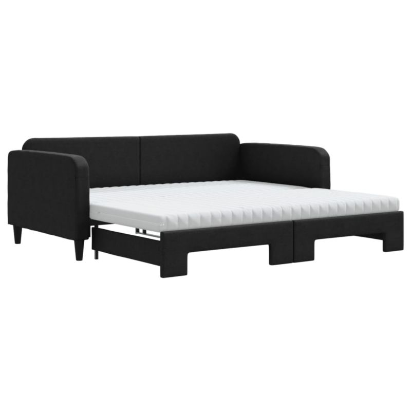 Sofa rozkładana WaszeMeble 100x200 cm Czarny tkanina WM-3196841 1 szt.