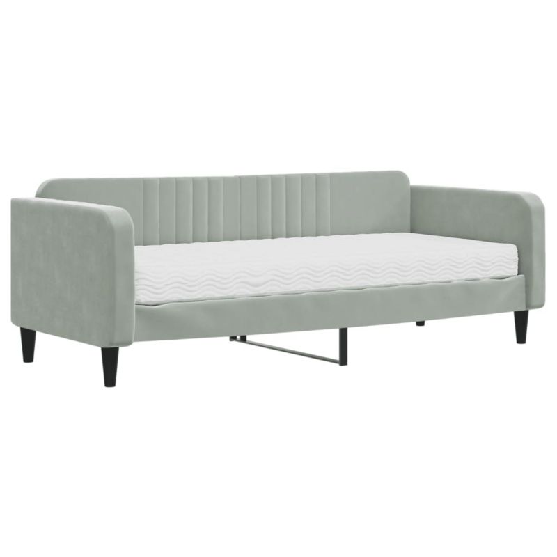 Sofa rozkładana WaszeMeble 90x200 cm Jasnoszary aksamit WM-3197039 1 szt.