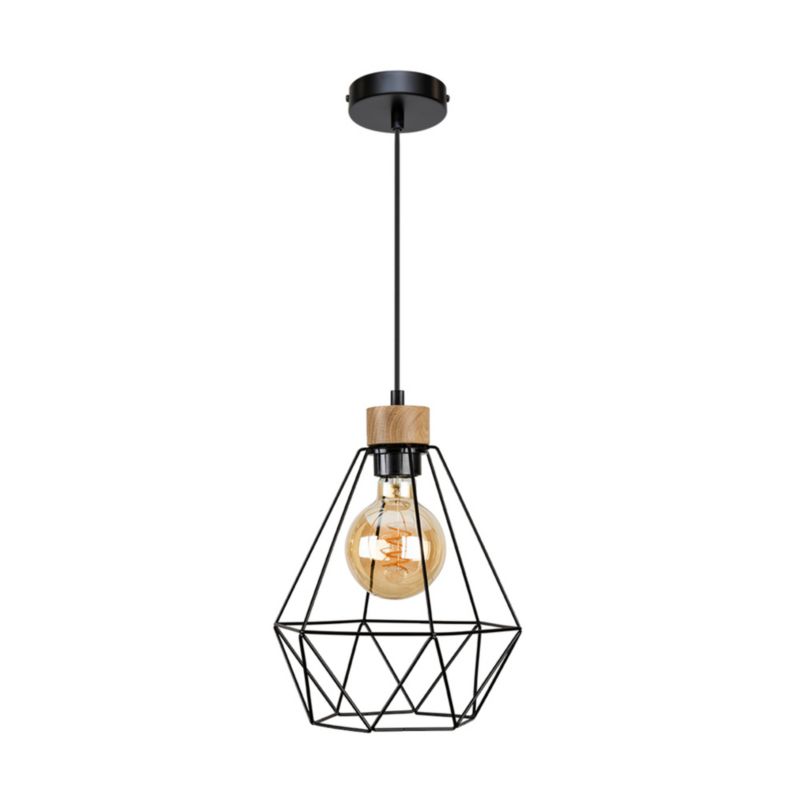 Drewniana Lampa Wisząca SPOT Light 1xE27 60W Dąb Olejowany FSC z Dodatkiem Czerni, Polski Producent, 1szt.