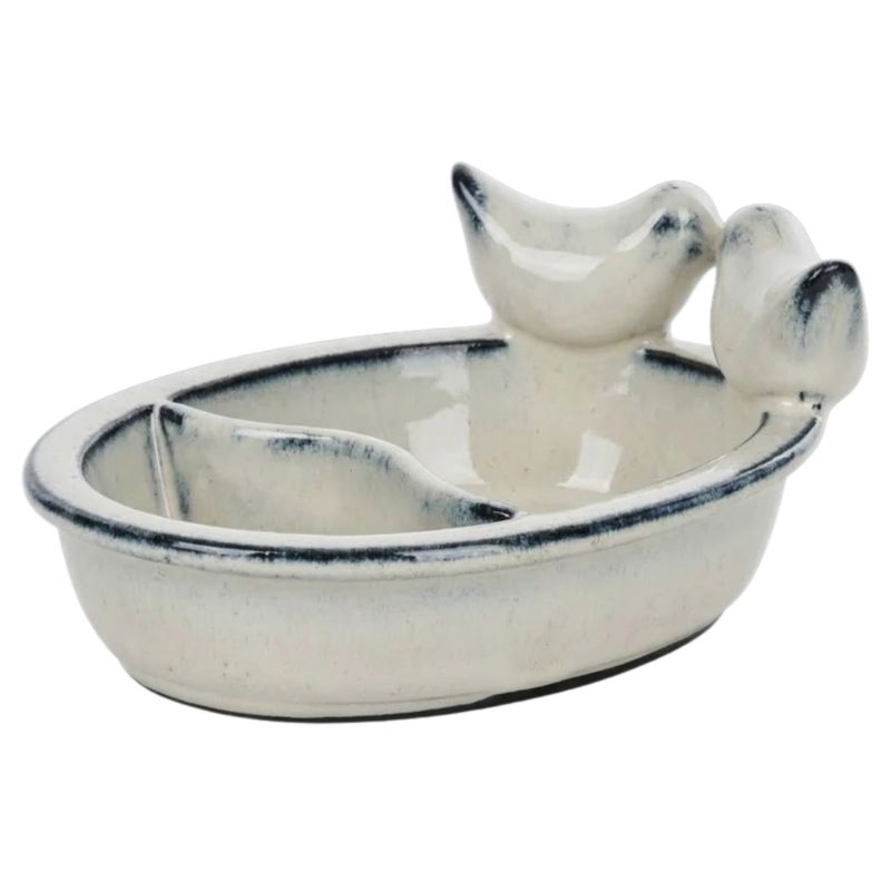 Karmnik Esschert Design dla ptaków na wodę i ziarno biały ceramiczny 1 szt.