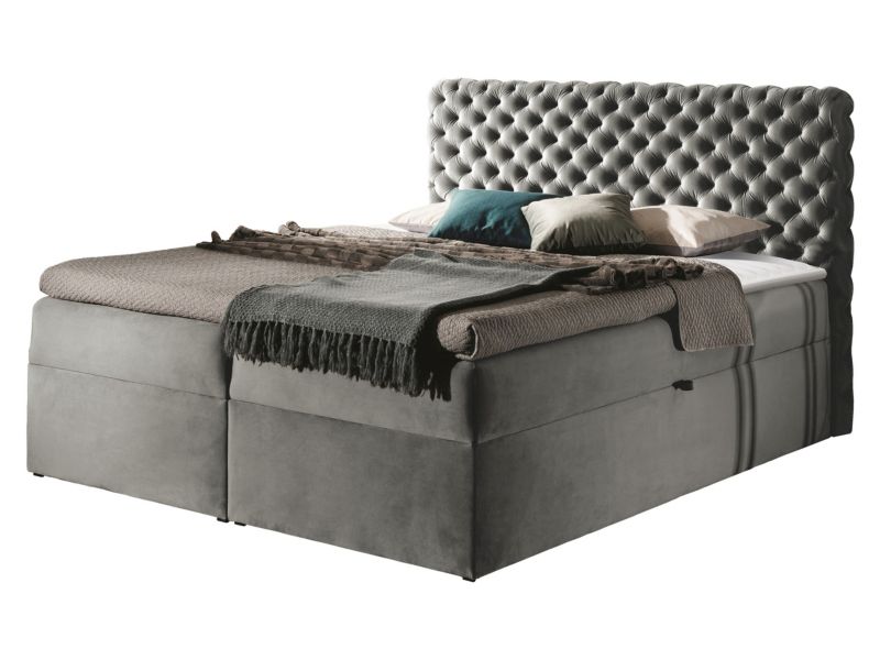Łóżko kontynentalne MIRJAN 24 Chesterfield 200x200 platynowy szary 1 szt.