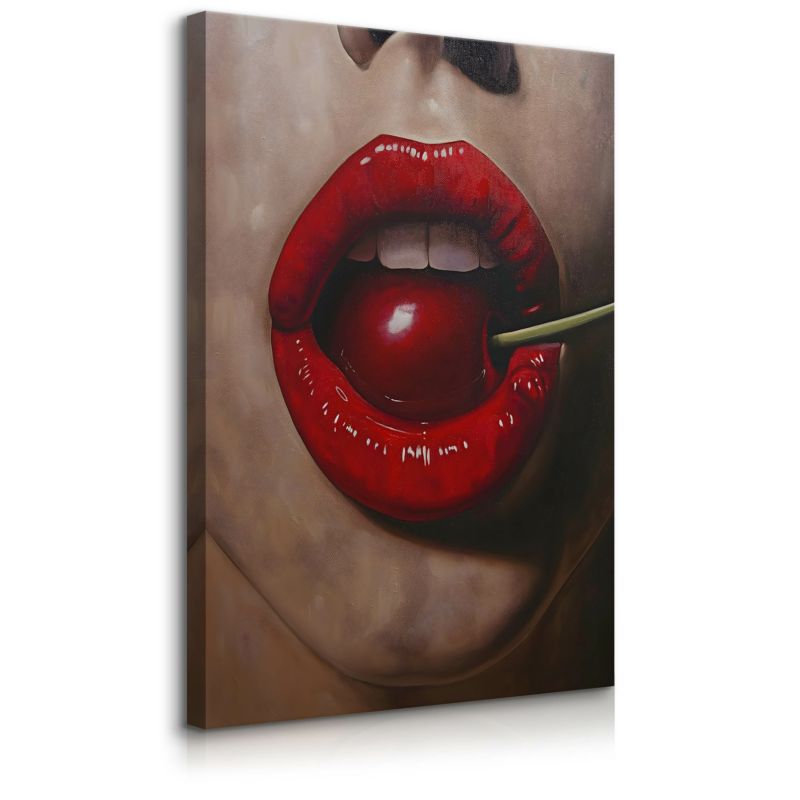 Obraz Muralo Do Sypialni Czerwone Kobiece Usta Portret Wiśnia Abstrakcja 70x100 cm 1 szt.