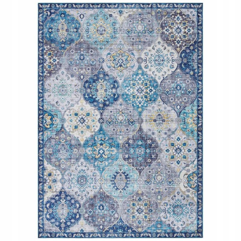 Dywan Elle Decor orientalny do salonu 200x290cm, kremowo niebieski płasko tkany 1 szt.
