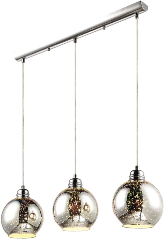 Lampa sufitowa wisząca Kaja Galaxy 5773 chromowana-multikolor 3d nowoczesna 3xE27 x 60W 1 szt.