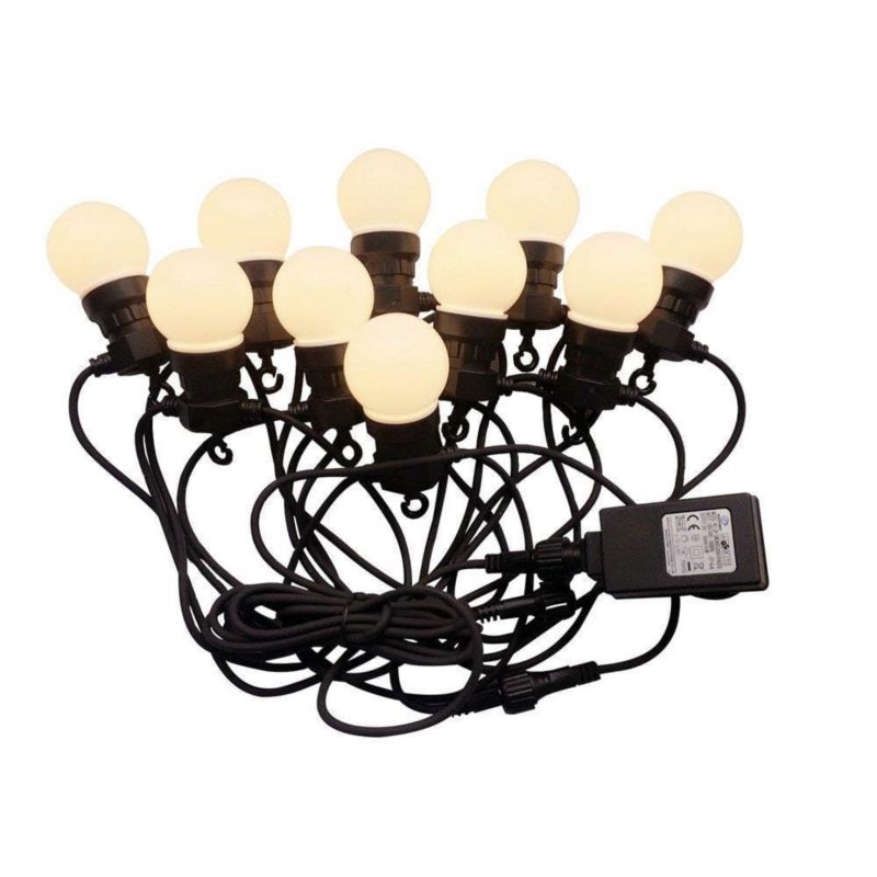 Girlanda ogrodowa V-TAC 70510 czarna LED 5W 3000K 300lm 10 punktów mleczne żarówki IP44 5 metrów - 1 szt.