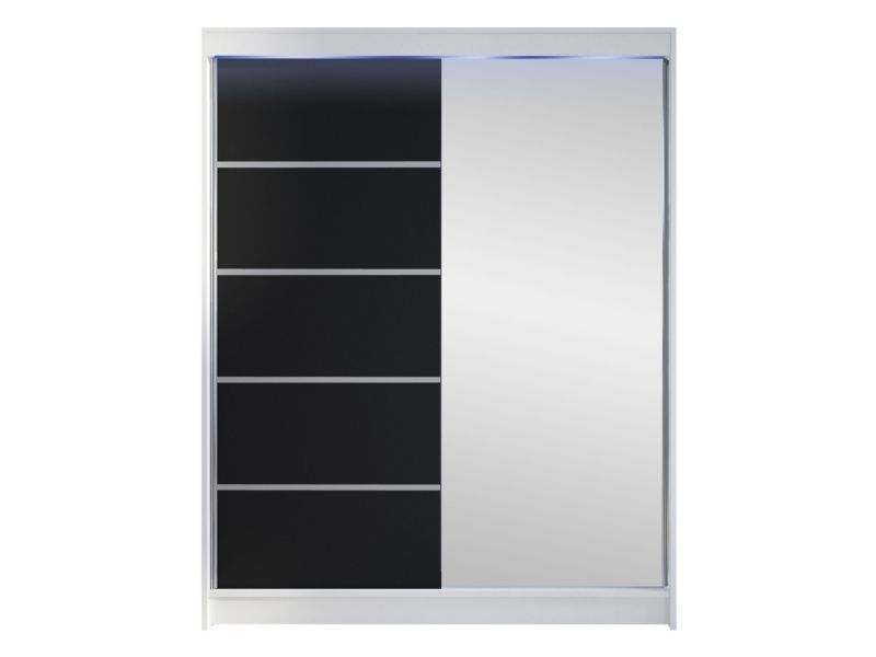 Szafa MIRJAN 24 z drzwiami przesuwnymi Camino III z oświetleniem RGB biały/czarny 1 szt.