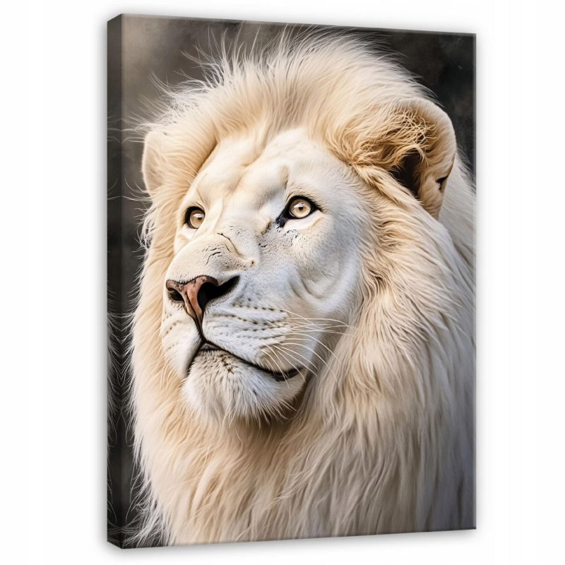 Obraz Lew Biały Zwierzęta Do Sypialni Salonu Na Płótnie Canvas WALLARENA 60x40 cm Dekoracja Ścienna 1 szt.