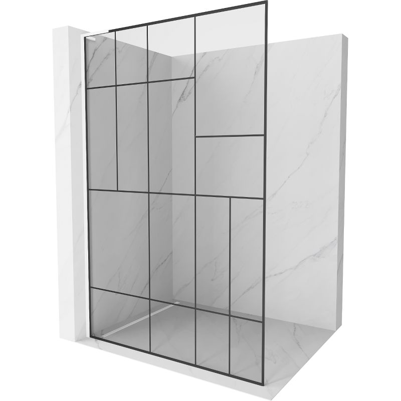 Ścianka prysznicowa Mexen Kioto L czarny wzór biała 70x200 cm 800-070-103-20-78 1 szt.