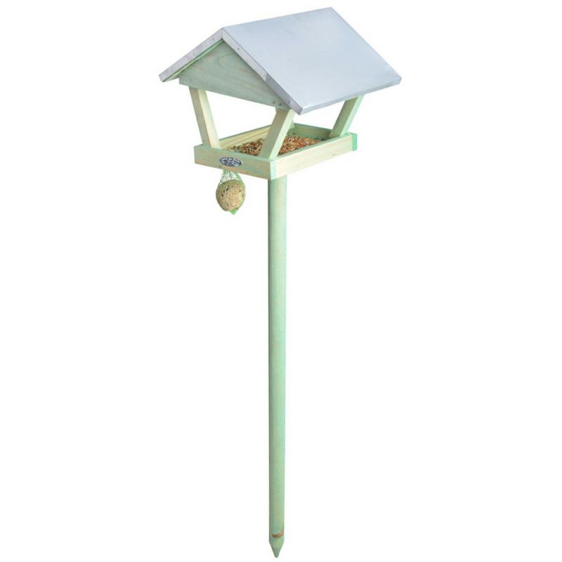 Karmnik dla ptaków stojący do wbicia Esschert Design zielony z metalowym dachem 113 cm 1 szt.