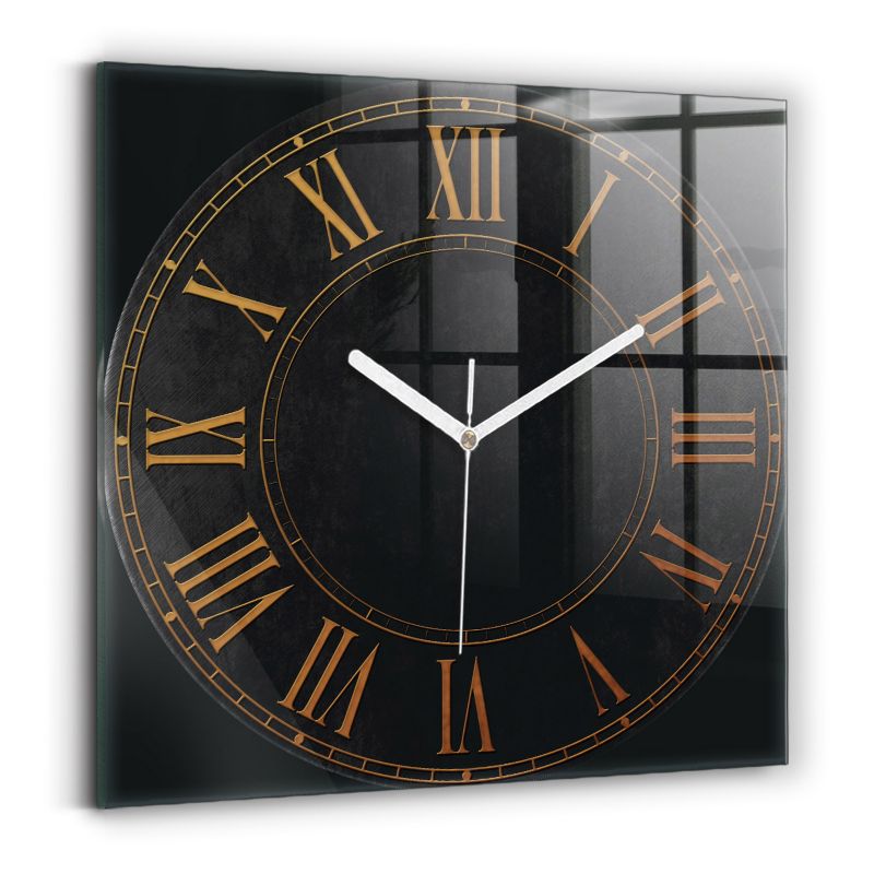 Zegar szklany białe wskazówki Wallfluent 30x30 cm Stare cyfry rzymskie 1 szt.