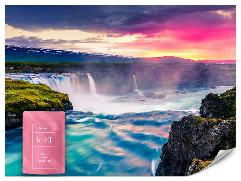 Fototapeta Muralo Wodospad Godafoss O Zachodzie Słońca Do Salonu 300x210 cm 1szt.