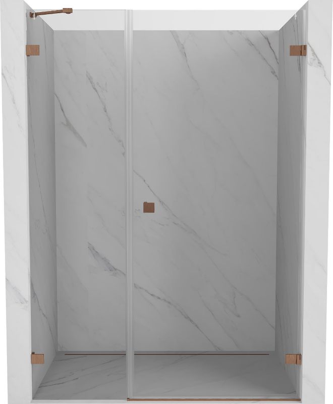 Drzwi prysznicowe uchylne Mexen Lunar-B transparentne miedź szczotkowana 110 cm 1 szt.