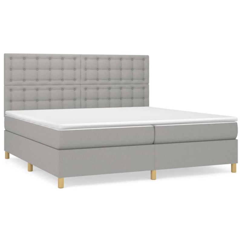 Łóżko z materacem WaszeMeble 200x220 cm Jasnoszary tkanina WM-3142681 1 szt.