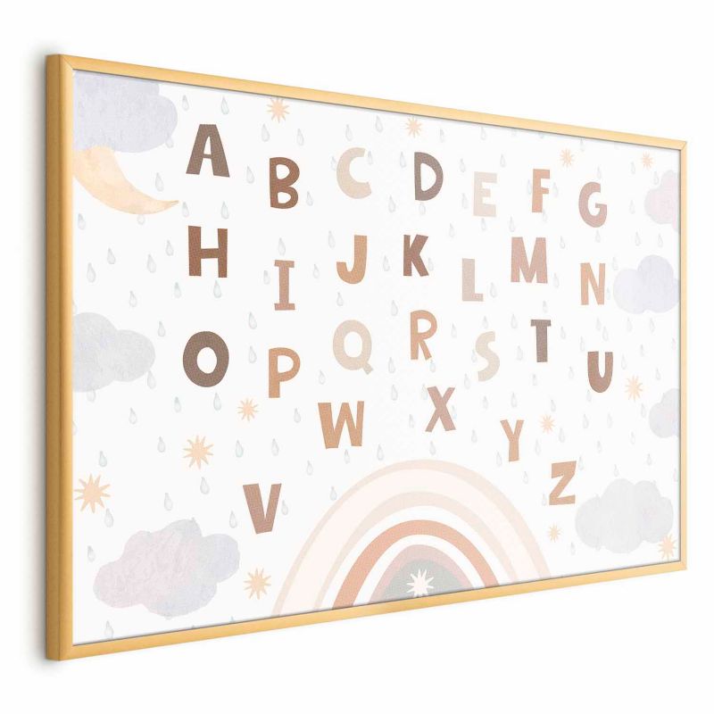 Plakat Artgeist Literki 42x29,7 cm z ramą złotą 1 szt