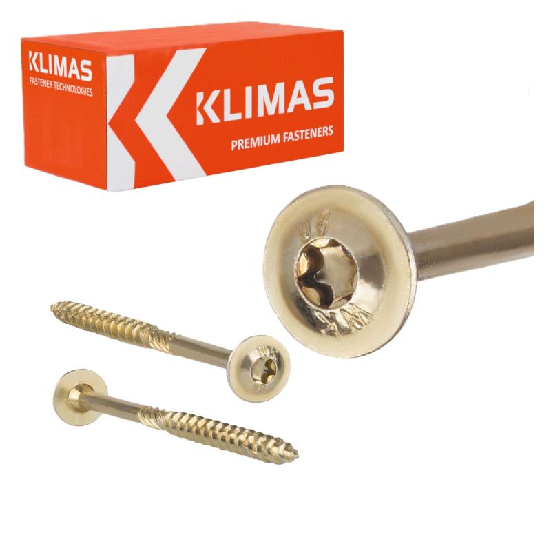 Wkręty ciesielskie Klimas WKCP 8x200 mm do drewna z łbem talerzowym 50szt