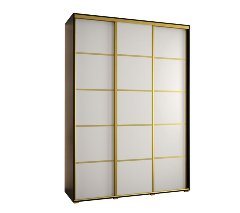 Szafa przesuwna Abiks DAVOS 4 wysoka szer.180cm gł.45cm czarny/biały/złoty 1szt.