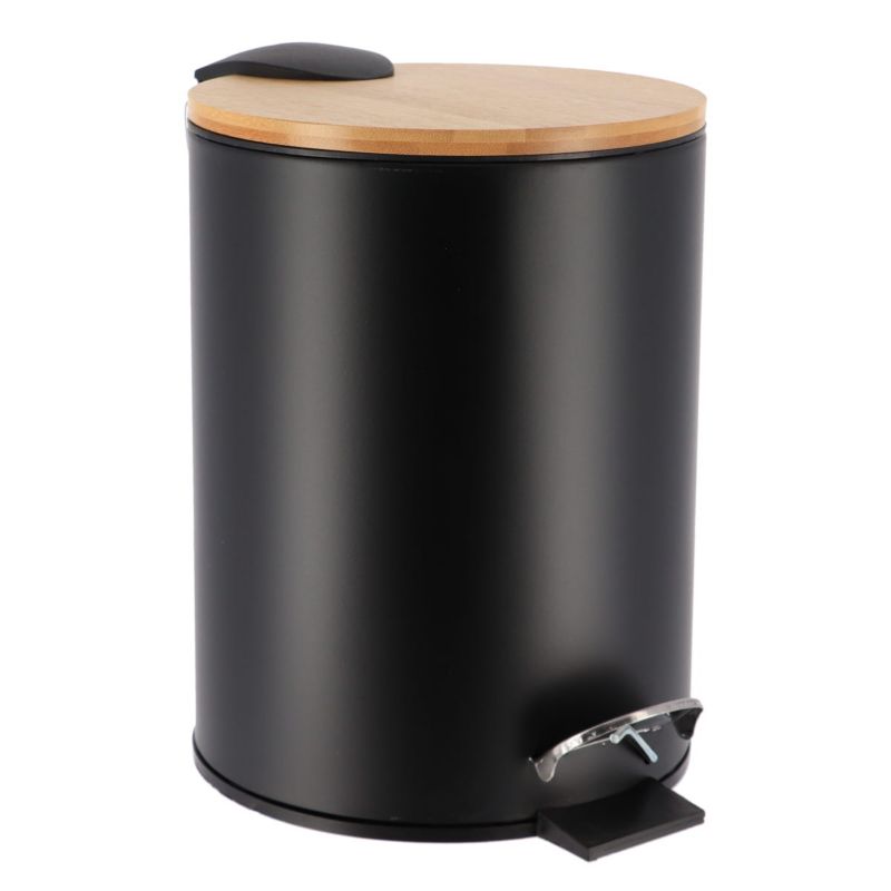 Kosz na śmieci łazienkowy Timeless TENDANCE czarny metalowy z pokrywą 2,5L 1 szt.