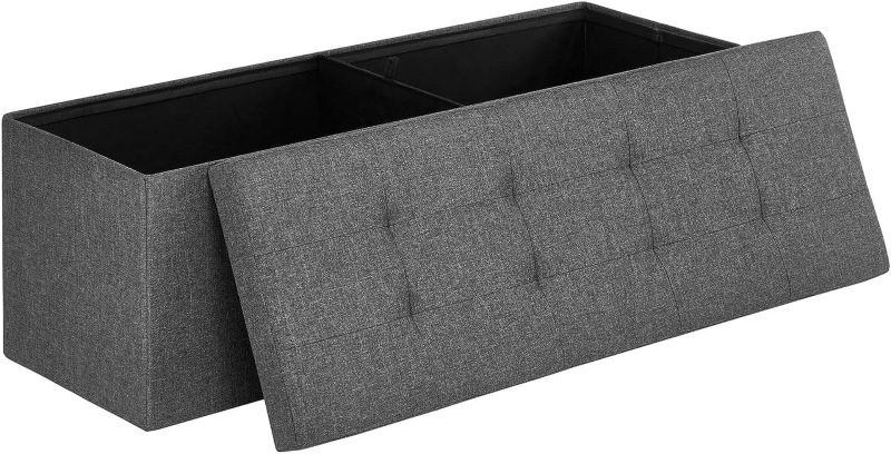 Pufa Songmics 110x38cm tapicerowana ciemnoszara prostokątna ze schowkiem 1 szt