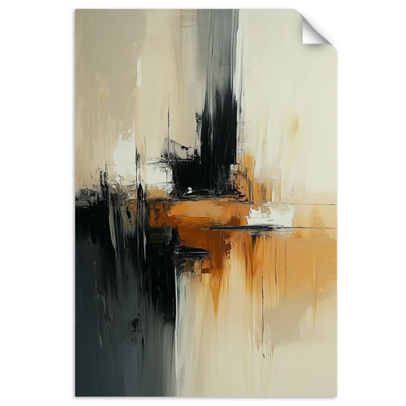 Plakaty samoprzylepne do salonu sypialni Feeby Abstrakcja beżowy pomarańczowy czarny 80x120cm 1szt