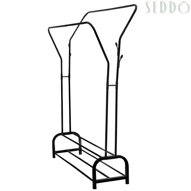 Wieszak Stojący Na Ubrania Seddo Metalowy Z Półką Czarny 111 Cm 1 Szt.
