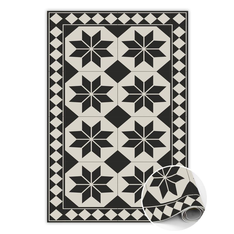 Dywan Tulup PCV 60x90 cm Czarno-białe gwiazdy Do Biura z Nadrukiem Dekoracyjny 1 szt.