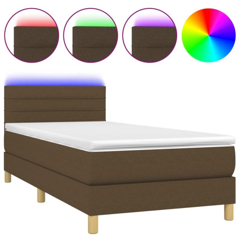 Łóżko z materacem WaszeMeble 80x200 cm Ciemny brąz tkanina z LED WM-3133752 1 szt.