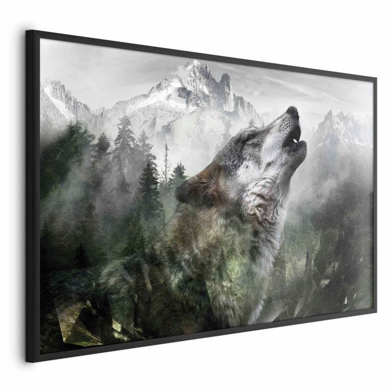 Plakat Artgeist Wyjący wilk 30x21 cm z ramą czarną bez marginesu 1 szt
