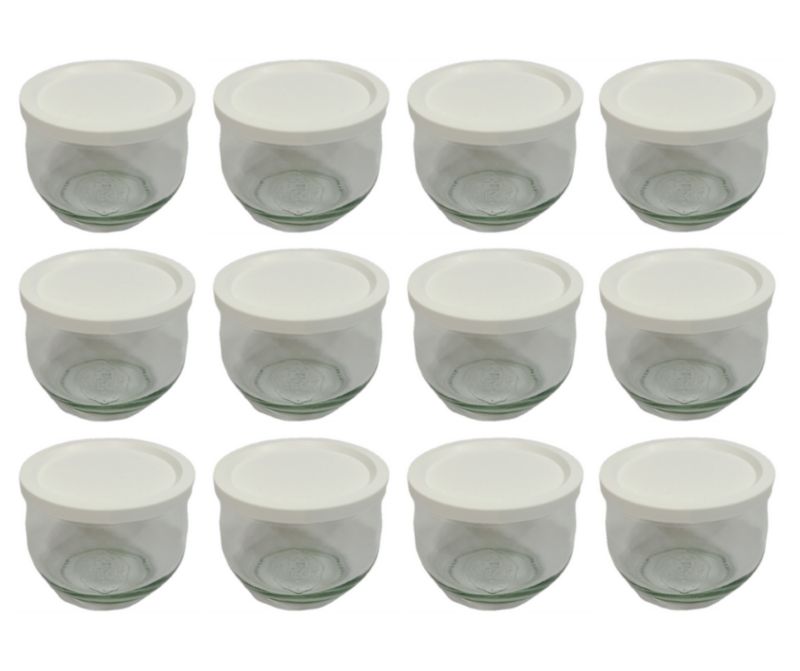 Słoiki MODO24 Weck 370 ml fi 80 tulip plastikowe wieka 12 kpl.